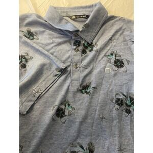 Men's Travis Mathew Pima Cotton Tropical Blue Golf/Active Wear Polo Shirt-Size L
